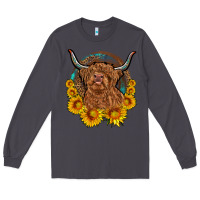 Smoke cow sunflower leopard Long Sleeve Tee - OliviaCreatesArt