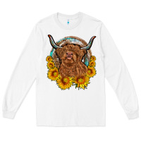 White cow sunflower leopard Long Sleeve Tee - OliviaCreatesArt