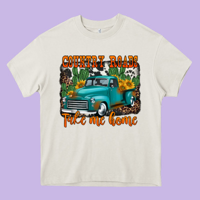 Country Roads Take Me Home Old Western Truck Heavy Core Tee Designed By Jasminsmagicworld
