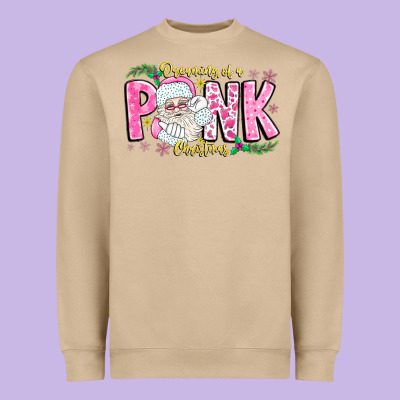 Dreaming Of A Pink Christmas Heavyweight Sweatshirt Designed By Cowhidedigitalart