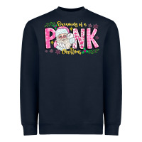 Navy dreaming of a pink christmas Heavyweight Sweatshirt - CowhideDigitalArt