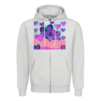 Dove Grey love Zipper Hoodie - CowhideDigitalArt