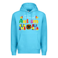 Ocean Blue Proud Autism Mom sunflower Premium Hoodie - CowhideDigitalArt
