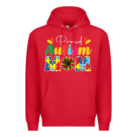 Red Proud Autism Mom sunflower Premium Hoodie - CowhideDigitalArt