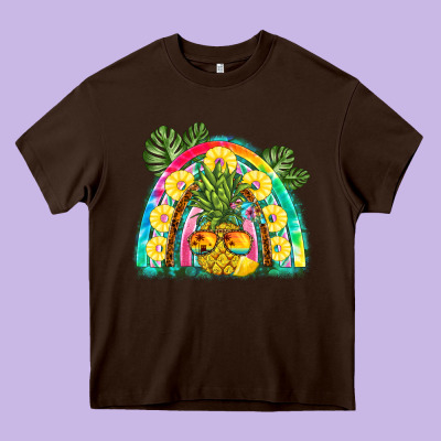 Pineapple Rainbow Heavy Core Tee Designed By Barkaloodesign