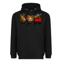 Black peace love Christmas Heavyweight Hoodie - BarkalooDesign