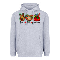 Heather Grey peace love Christmas Heavyweight Hoodie - BarkalooDesign