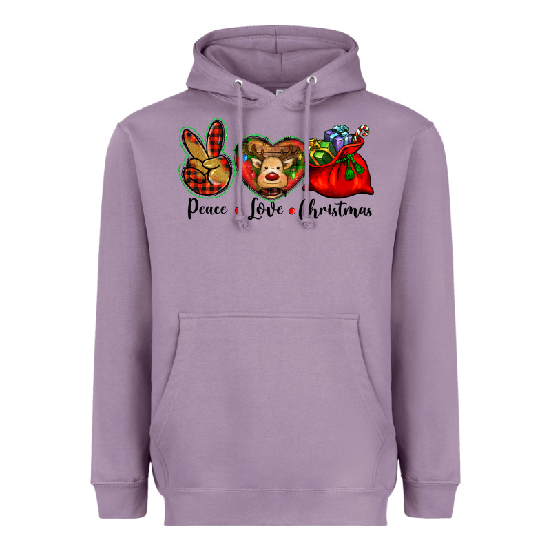 Peace Love Christmas Heavyweight Hoodie by BarkalooDesign | Teevron