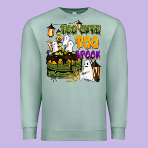 Too Cute Too Spook Premium Sweatshirt Designed By Barkaloodesign