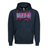 Navy Love Valentine Zipper Hoodie - CowhideDigitalArt