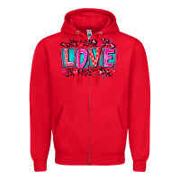 Red Love Valentine Zipper Hoodie - CowhideDigitalArt