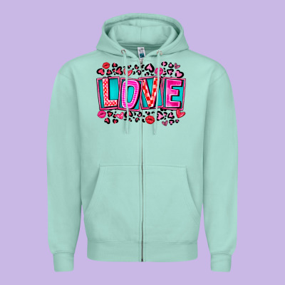 Love Valentine Zipper Hoodie Designed By Cowhidedigitalart