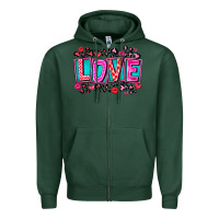 Sports Green Love Valentine Zipper Hoodie - CowhideDigitalArt