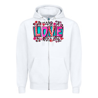 White Love Valentine Zipper Hoodie - CowhideDigitalArt
