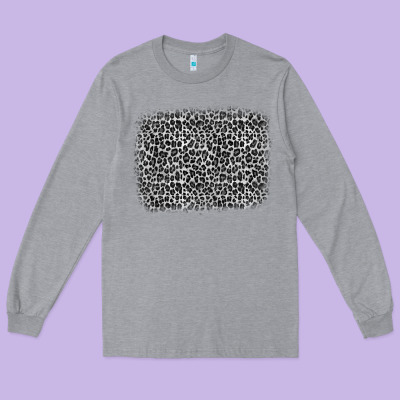 Grey Leopard Background Long Sleeve Tee Designed By Oliviacreatesart