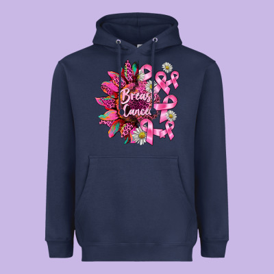 Breast Cancer Sunflower Heavyweight Hoodie Designed By Barkaloodesign