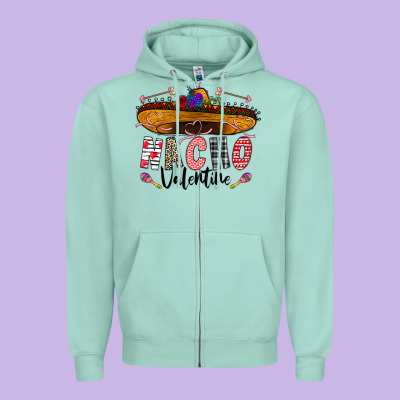 Festive Sombrero And Nacho Art Zipper Hoodie Designed By Cowhidedigitalart