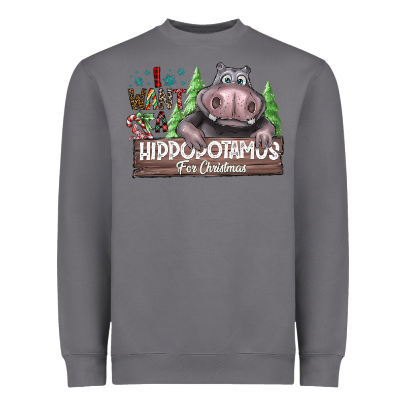 I Want A Hippopotamus For Christmas Heavyweight Sweatshirt by CowhideDigitalArt | Teevron