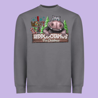 I Want A Hippopotamus For Christmas Heavyweight Sweatshirt Designed By Cowhidedigitalart