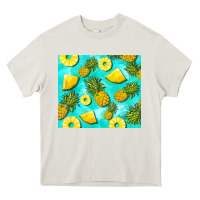 Cream blue pineapple Heavy Core Tee - BarkalooDesign