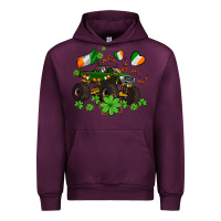 Mauve Wine monster truck with shamrocks Urban Hoodie - AdoDesignShop