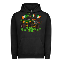 Pigment Black monster truck with shamrocks Urban Hoodie - AdoDesignShop