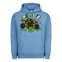 Pigment Pebble Blue monster truck with shamrocks Urban Hoodie - AdoDesignShop