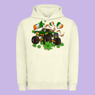 Monster Truck With Shamrocks Urban Hoodie Designed By Adodesignshop