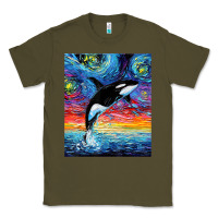 Army Green Orca Killer Whale Starry Night Colorful Ocean Art By Aja Classic Tee - trangStudio