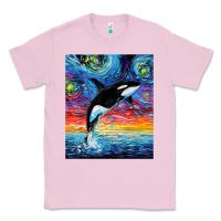 Bubblegum Pink Orca Killer Whale Starry Night Colorful Ocean Art By Aja Classic Tee - trangStudio