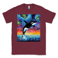 Burgundy Orca Killer Whale Starry Night Colorful Ocean Art By Aja Classic Tee - trangStudio