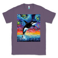 Lavender Orca Killer Whale Starry Night Colorful Ocean Art By Aja Classic Tee - trangStudio