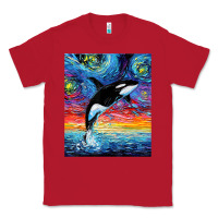 Red Orca Killer Whale Starry Night Colorful Ocean Art By Aja Classic Tee - trangStudio