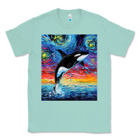 Seafoam Orca Killer Whale Starry Night Colorful Ocean Art By Aja Classic Tee - trangStudio