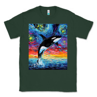 Sports Green Orca Killer Whale Starry Night Colorful Ocean Art By Aja Classic Tee - trangStudio