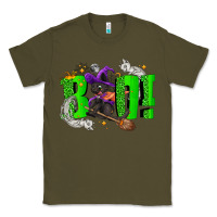 Army Green Boo! with black cat Halloween Classic Tee - NancyCooperArtShop