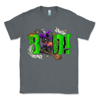Charcoal Heather Boo! with black cat Halloween Classic Tee - NancyCooperArtShop