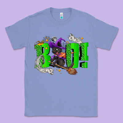 Boo! With Black Cat Halloween Classic Tee Designed By Nancycooperartshop