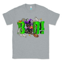 Heather Grey Boo! with black cat Halloween Classic Tee - NancyCooperArtShop