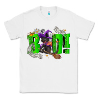 White Boo! with black cat Halloween Classic Tee - NancyCooperArtShop