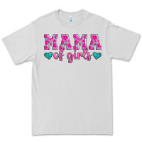 Mama Of Girls Floral Pattern Turquoise Heart Premium Tee | Teevron