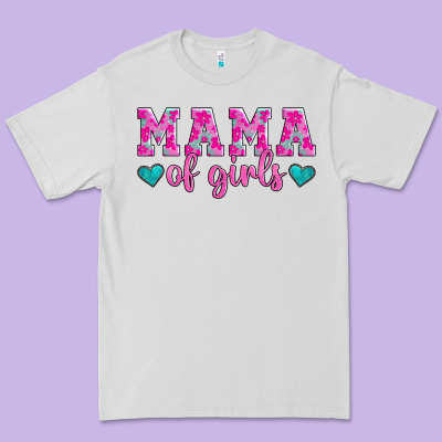 Mama Of Girls Floral Pattern Turquoise Heart Premium Tee Designed By Jasminsmagicworld