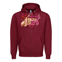 Burgundy Not Today Cupid Zipper Hoodie - CowhideDigitalArt