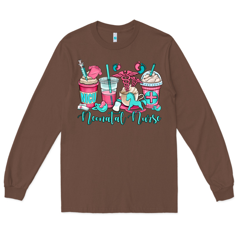Nicu Neonatal Nurse Coffee Cups Long Sleeve Tee by OliviaCreatesArt | Teevron