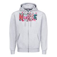 Heather Grey Nurse Valentine Zipper Hoodie - CowhideDigitalArt
