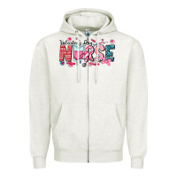 Oatmeal Heather Nurse Valentine Zipper Hoodie - CowhideDigitalArt