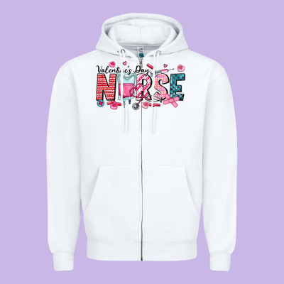Nurse Valentine Zipper Hoodie Designed By Cowhidedigitalart