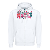 White Nurse Valentine Zipper Hoodie - CowhideDigitalArt