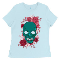 Baby Blue Skull with flowers Ladies Tee - Bettercallsaul