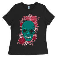 Black Skull with flowers Ladies Tee - Bettercallsaul